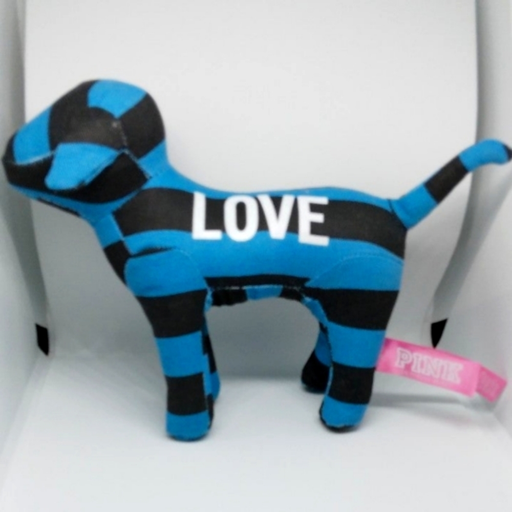 Victorias Secret PINK Plush Puppy Dog Blue Black - Picture 1 of 1